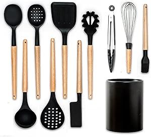 Silicone Cooking Utensils Set, Silicone Kitchen Utensils Set Silicone Utensil Set Spatula Set Bla... | Amazon (US)
