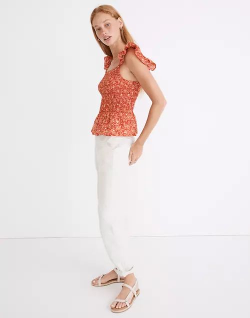 Lucie Smocked Peplum Top in Piazza Floral | Madewell