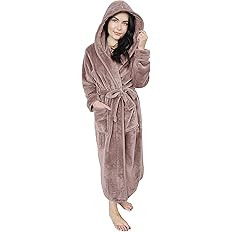 NY Threads Women Fleece Hooded Bathrobe - Plush Long Robe | Amazon (US)