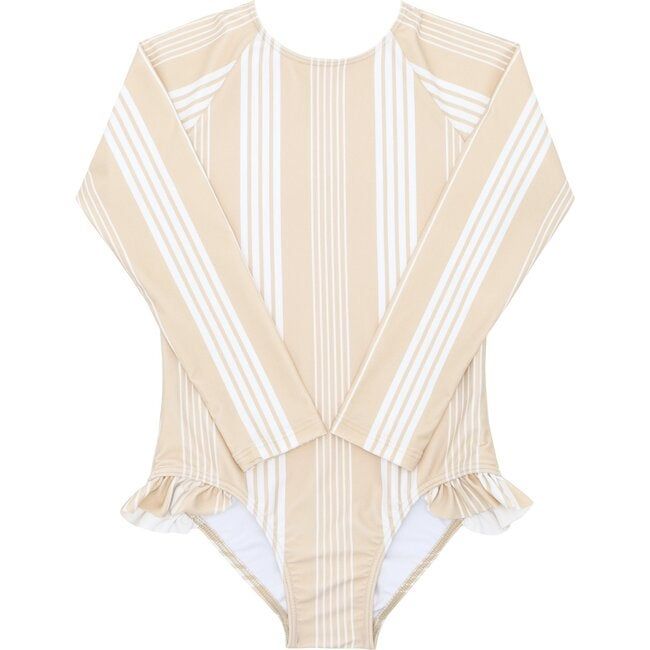 Girls Cafe Stripe Rashguard One Piece | Maisonette