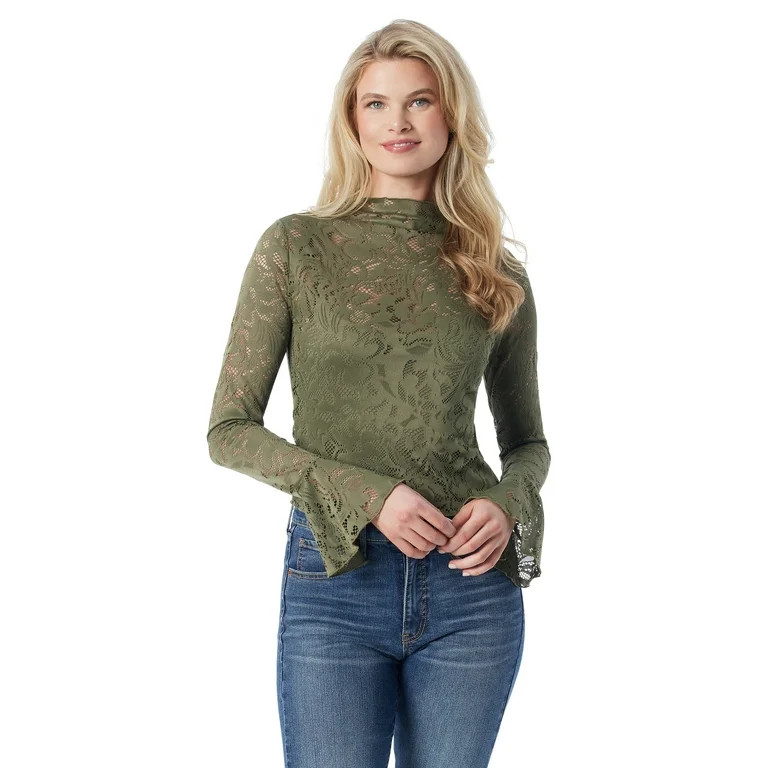 Jessica Simpson Women's and Women's Plus Lace Knit Top | Walmart (US)