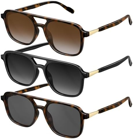 Amazon.com: konqkin Retro Aviator Sunglasses for Women Men:Polarized Trendy Vintage 70s Rectangle... | Amazon (US)