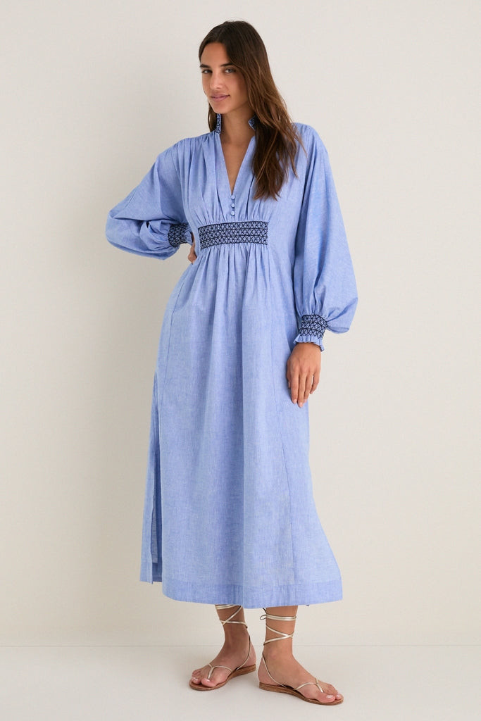 Chambray Embroidered Aubury Maxi Dress | Tuckernuck (US)