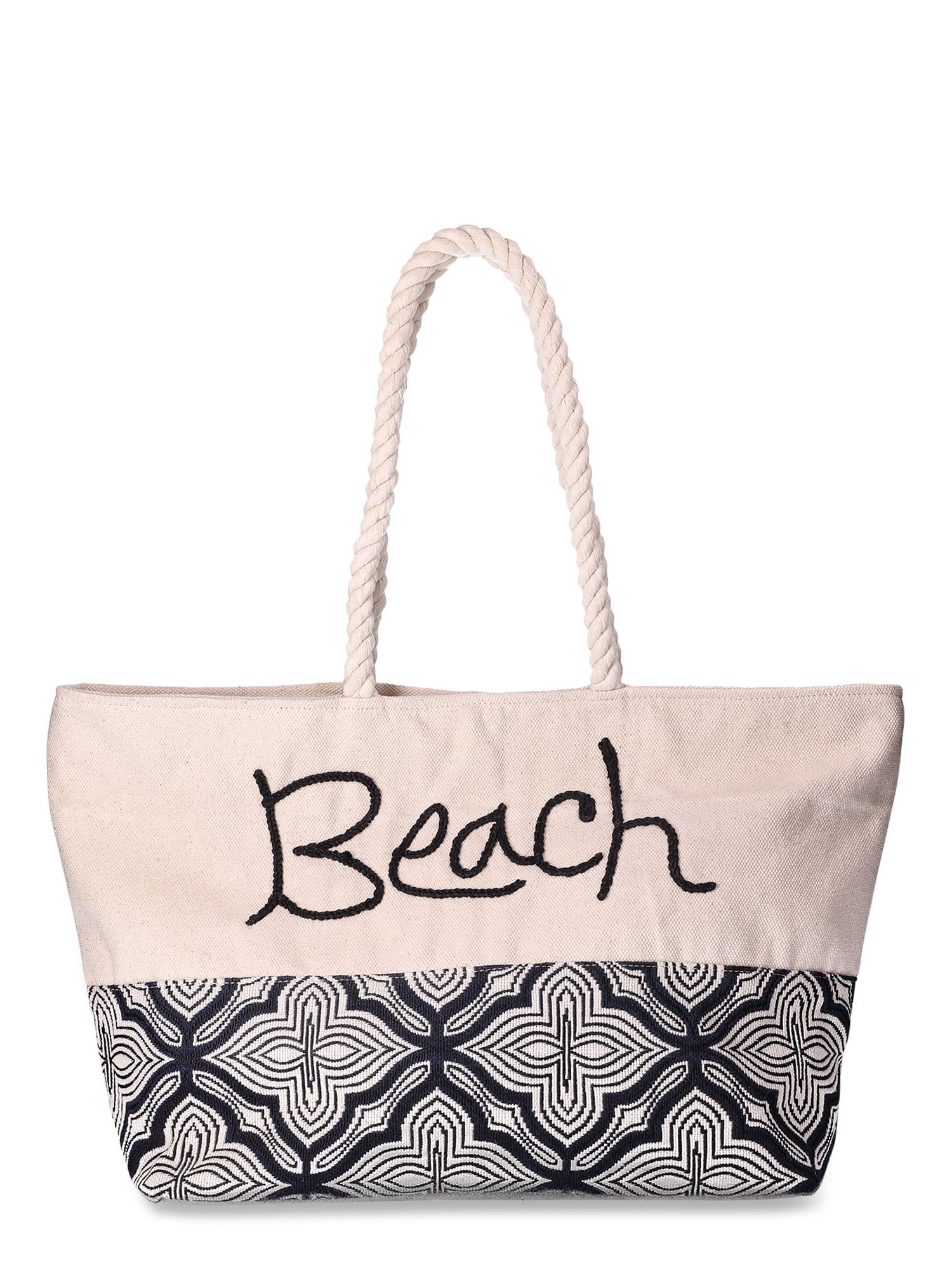 Time and Tru Women's Beach Tote with Rope Handles, Beach | Walmart (US)