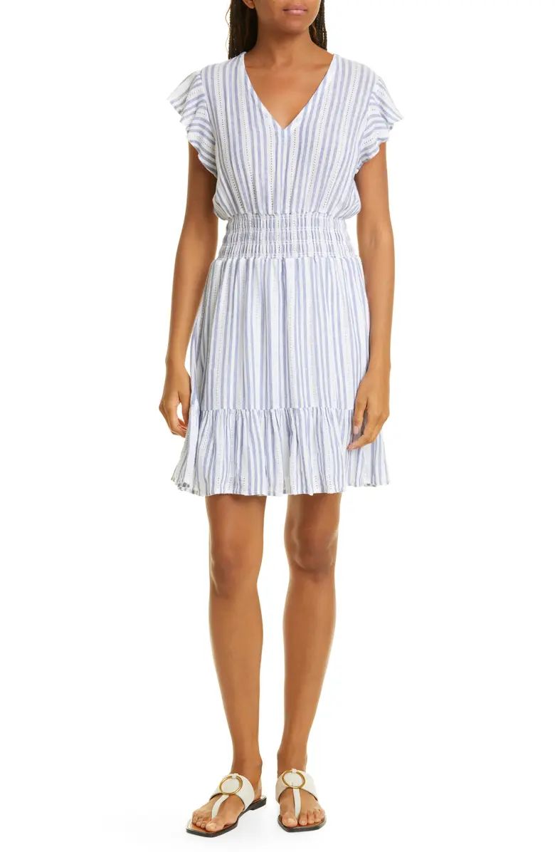 Tara Smocked Waist Stripe Linen Blend Dress | Nordstrom