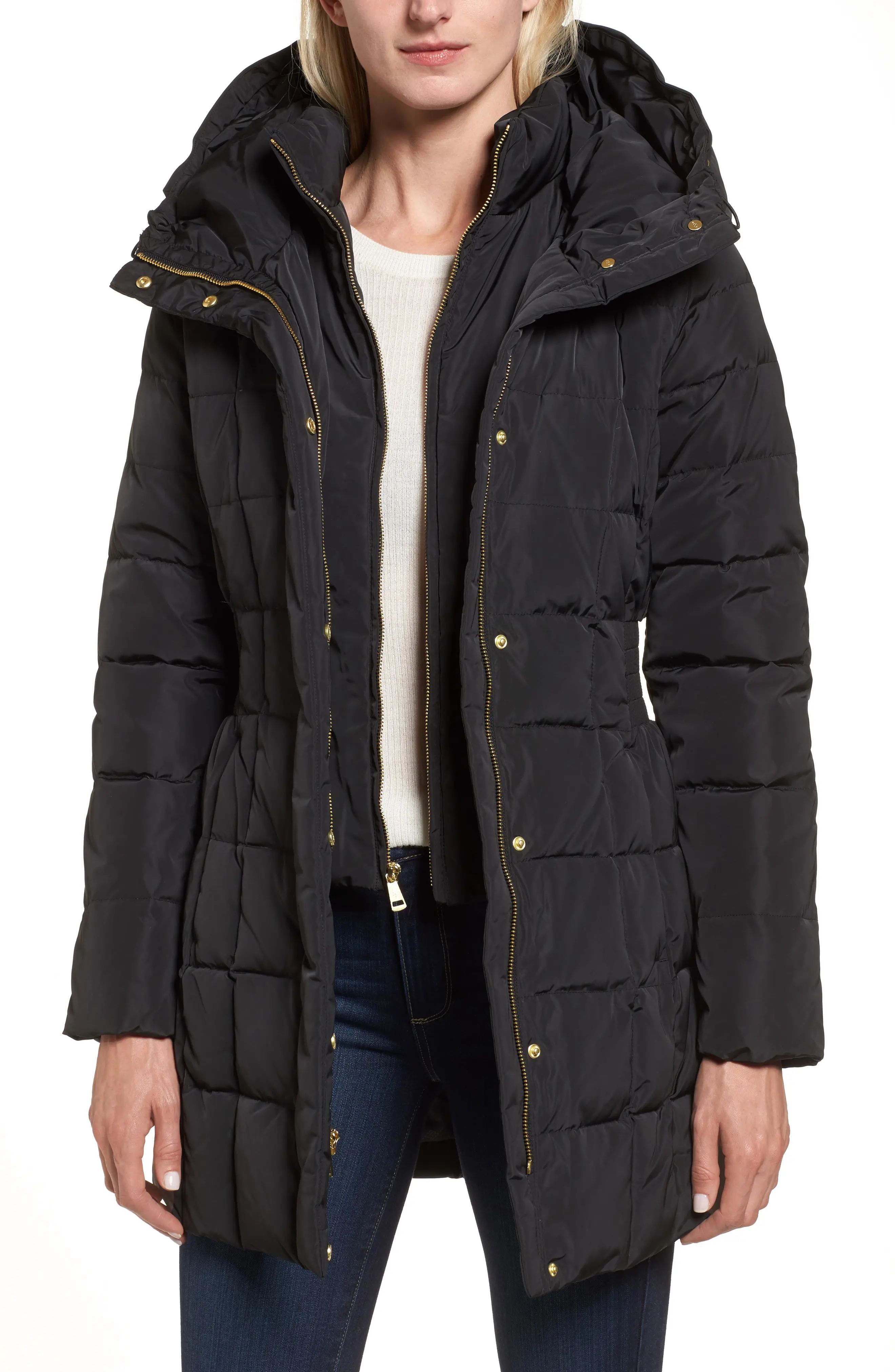 Cole Haan Signature Cole Haan Hooded Down & Feather Jacket, Size X-Small in Black at Nordstrom | Nordstrom
