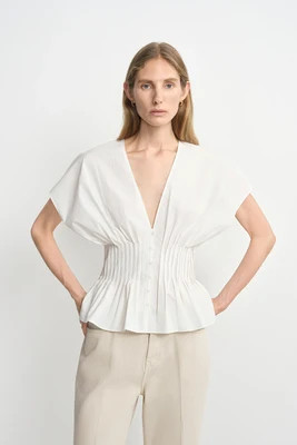 Piquenique Pintuck V-Neck Shirt | Rue Sophie