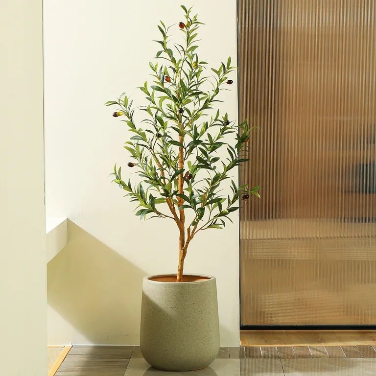 4FT Tall Artificial Olive Tree, Artificial Plants with Fruits and Wood Branches, Realistic Indoor... | Walmart (US)
