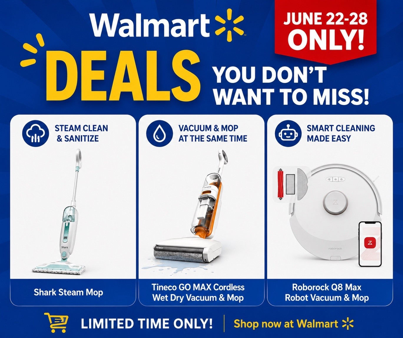 Walmart Deals June 22–28 are here, and these are the ones I’ve got my eye on! From smart cleaning gadgets to home essentials that make life a little easier, now is a great time to grab those items you’ve been waiting on.

If you’ve been thinking about upgrading your cleaning routine, don’t wait too long—these deals are only around for a limited time.

Which one would you add to your cart first?

#LTKHome #WalmartFinds #WalmartDeals #HomeEssentials #CleaningFavorites #LTKSaleAlert #WalmartPartner

#LTKHome