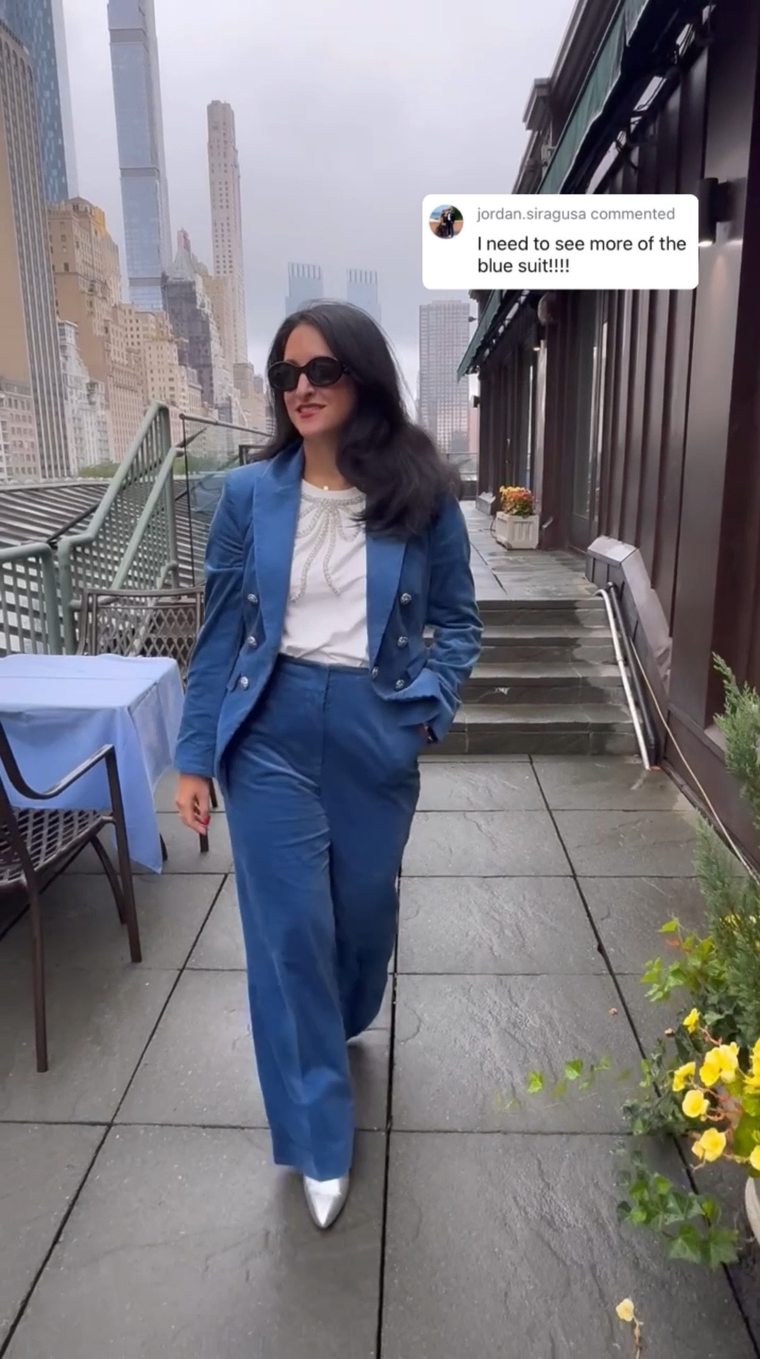 I love a good dress but nothing beats a power suit like this one! The corduroy and color are perfect for fall. I had to get about 6 inches hemmed because i am only 5’3 but it still has a huge flair. I Love the silver buttons and how it pushed me to accessorize with silver for a change! I’m wearing a 6 in both the jacket and pants and a small in the tee. The bow tee is the perfect sparkly addition to any outfit. 

#LTKTravel #LTKSeasonal #LTKStyleTip