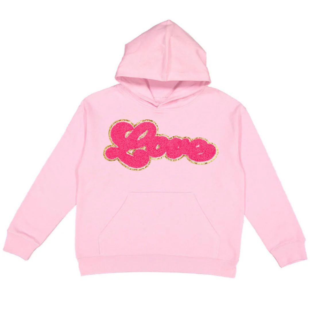 Love Script Patch Valentine's Day Youth Hoodie - Pink | Sweet Wink