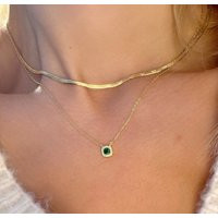 Gold Chain Necklaces, Emerald Necklace, Dainty Pendant, Gift For Her, Made From Plated Sterling Silv | Etsy (US)
