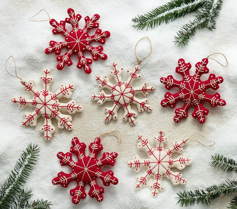 Felted Nordic Snowflake Ornaments, Set of 6 | Pottery Barn Kids