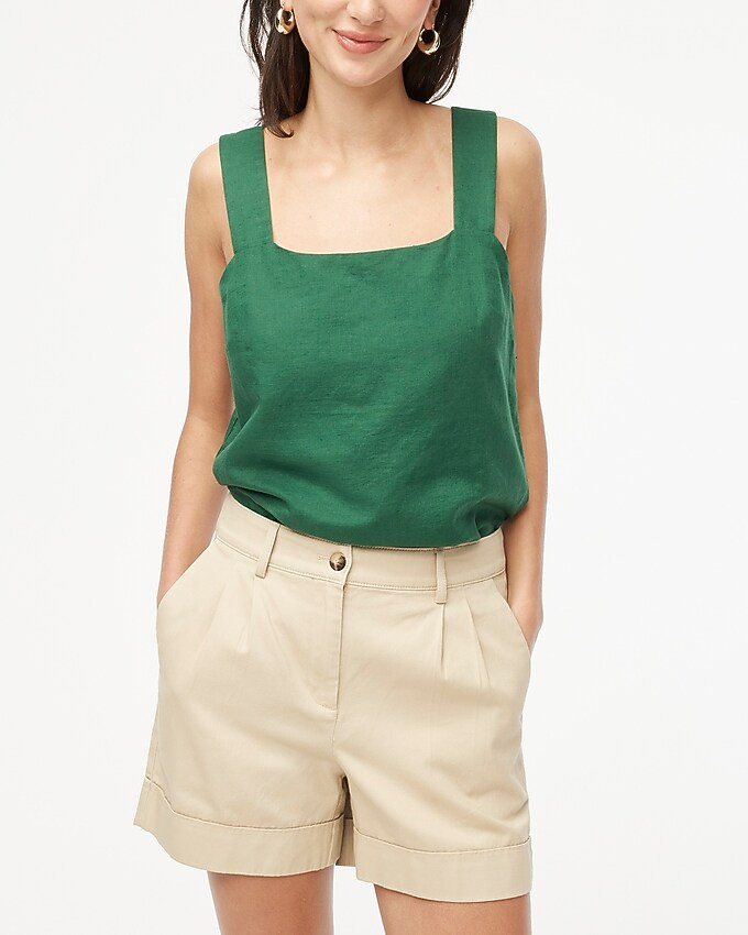 Linen-blend squareneck tank top | J.Crew Factory