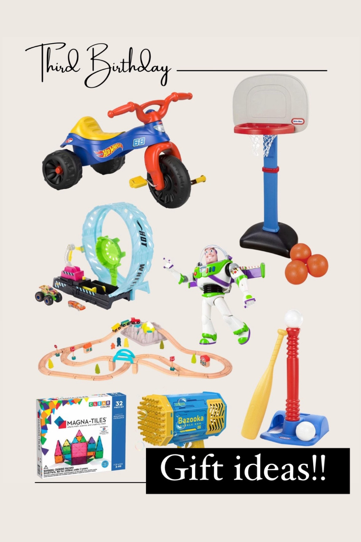 Toddler boy toys, third birthday gifts, second birthday gifts, gifts for boys, toddler bike, bubble gun, hot wheels, toddler baseball, toddler basketball, buzz Lightyear, Magna-Tiles, train track toy, Amazon finds, target finds #LTKGiftGuide
#LTKfamily #LTKkids

#LTKFindsUnder100 #LTKKids #LTKSaleAlert