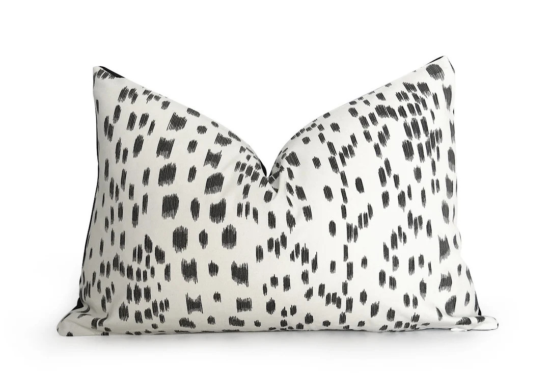LES TOUCHES //  Linen Pillow Cover - Black and Cream - Animal Pillow - Decorative Pillow - Design... | Etsy (US)