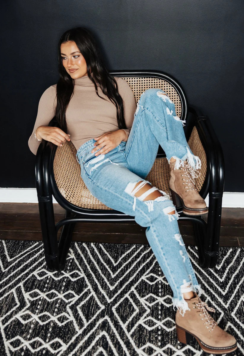 Wild and Free Wide leg Distressed Jeans | Willow Boutique
