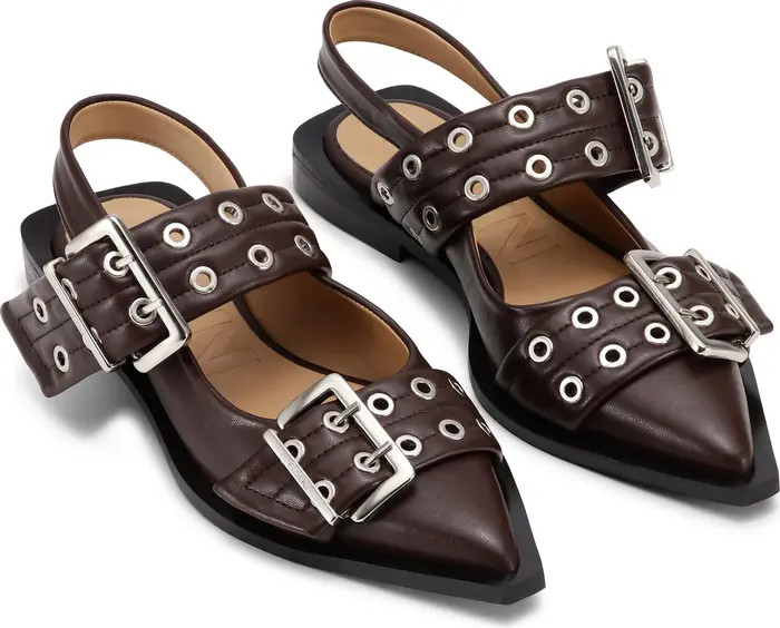 Ganni Slingback Pointed Toe Flat (Women) | Nordstrom | Nordstrom