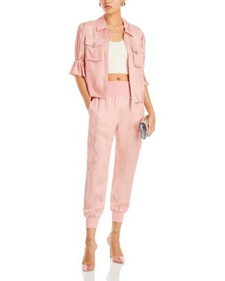 Holly Cropped Twill Jacket & Giles High Waist Jogger Pants | Bloomingdale's (US)