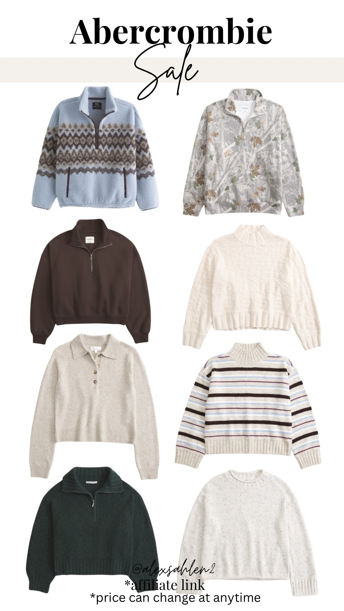 Use code AFLTK for an extra 20% off!

Abercrombie sale, sweater sale, pullover sale, fall clothes sale, fall outfit idea, sweatshirt sale,