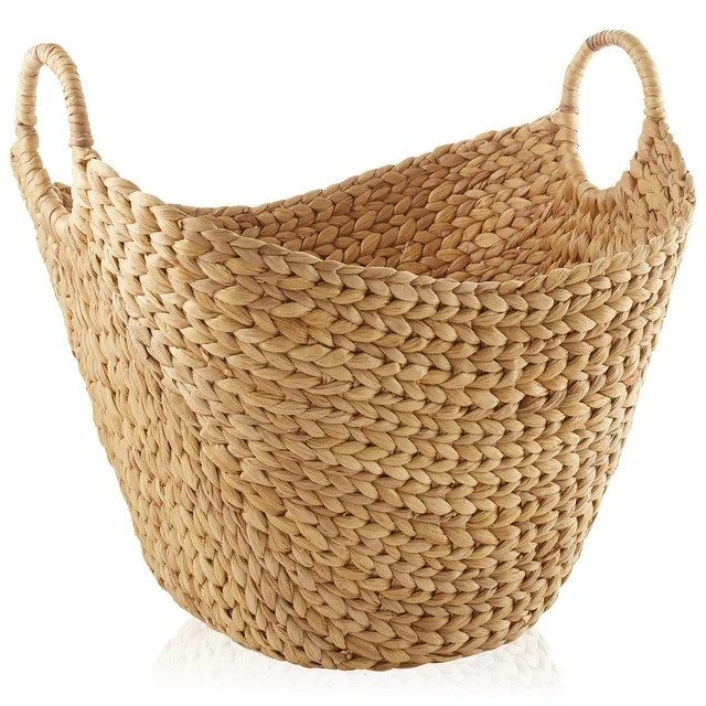 Casafield Large Laundry Boat Basket with Handles - Natural, Woven Water Hyacinth Storage Tote for... | Walmart (US)