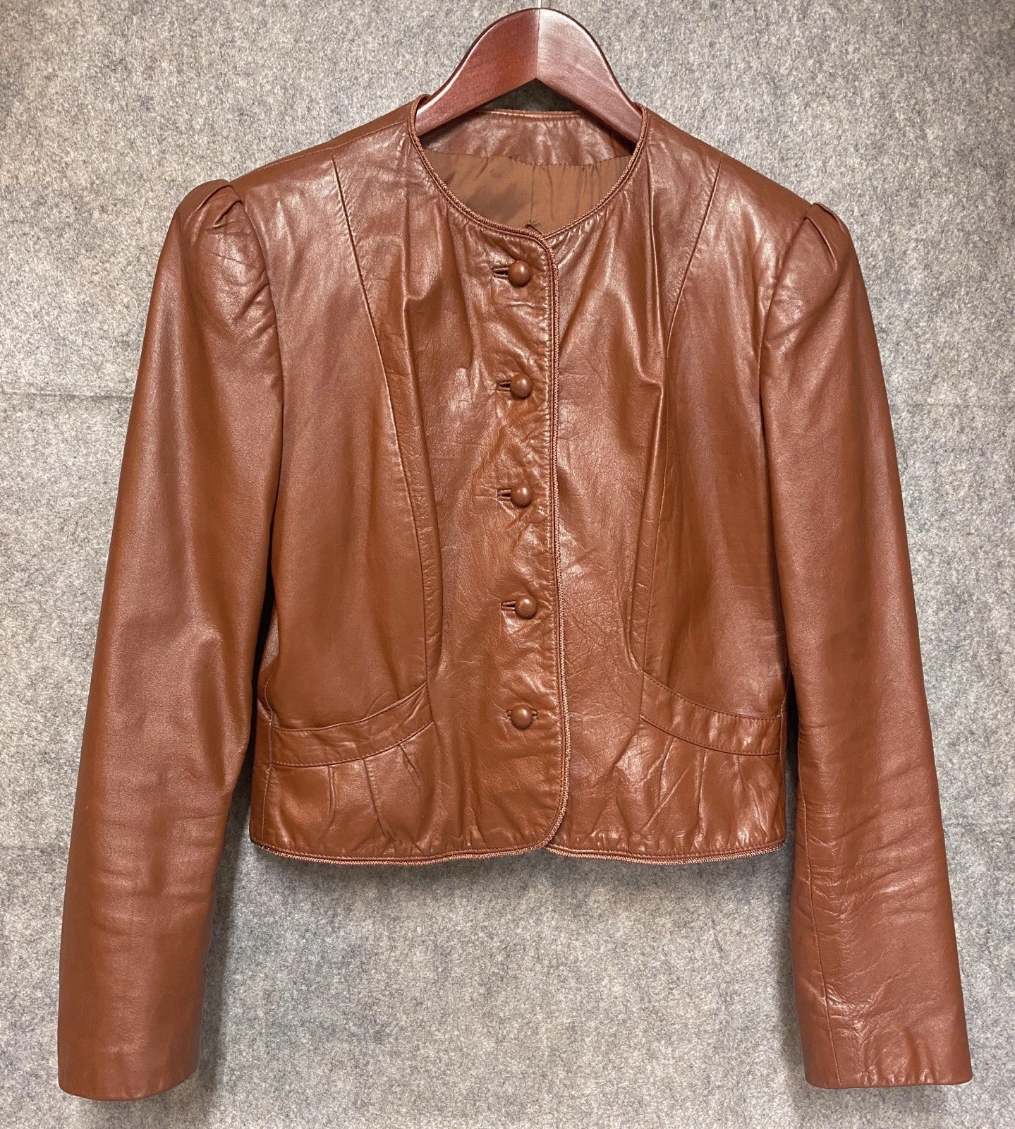 Vintage Women’s Winlit Leather Jacket SIZE 8 / MEDIUM* Button Cropped Brown | eBay US