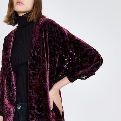 River Island Womens Dark red burnout kimono | River Island (US)