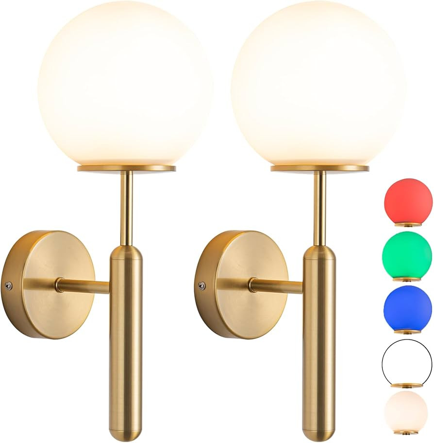 Wall Sconce Battery Operated Wall Lights Set of 2，with Dimmable Battery Powered Bulb Non Hardwi... | Amazon (US)