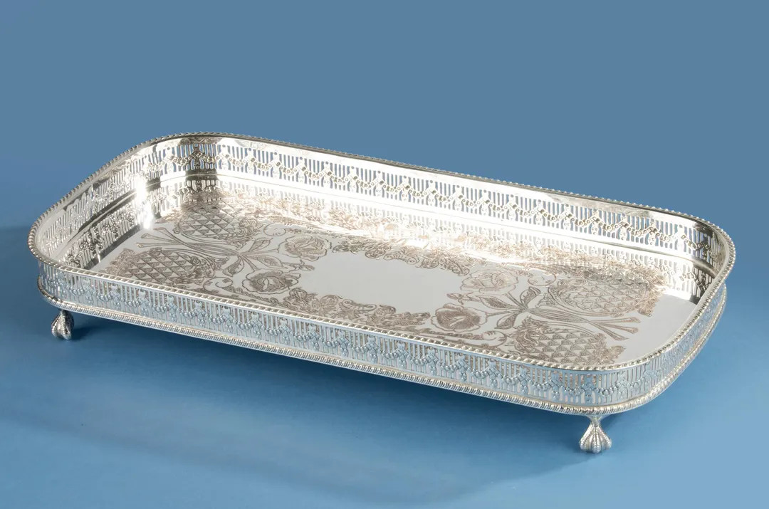 Silver-plated Tray with Gallery Rim | Etsy (US)