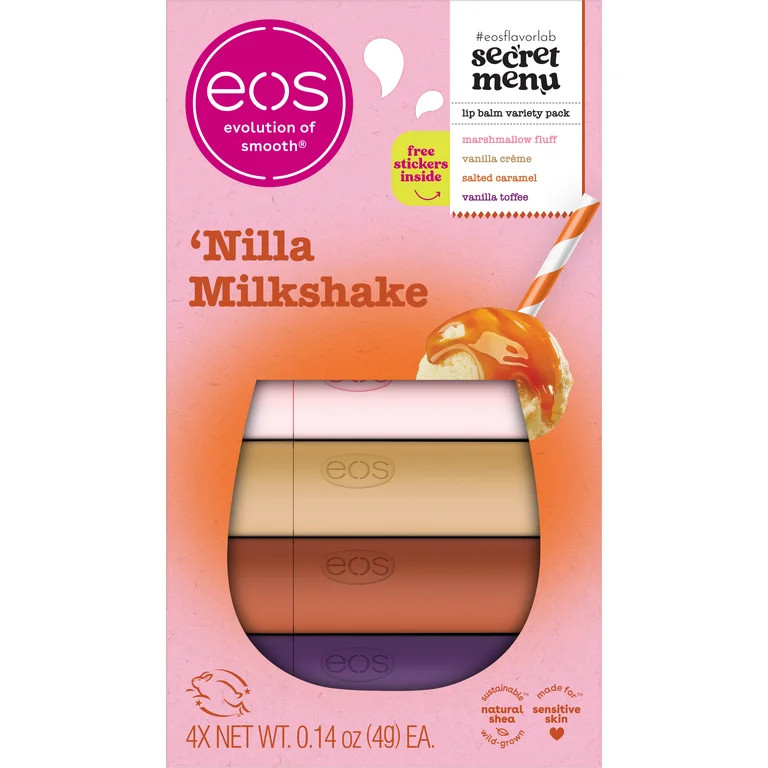 eos Nilla Milkshake Lip Balm Variety Pack, Made for Sensitive Skin, 0.14 oz, Pack of 4 | Walmart (US)