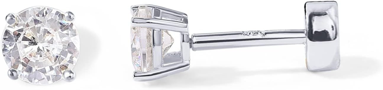 PAVOI 14K Gold Plated Solid 925 Sterling Silver Post Cubic Zirconia Stud Flat Back Earrings for W... | Amazon (US)