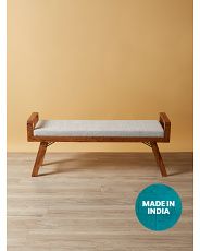 20x48 Upholstered Folding Bench With Wood Base | HomeGoods