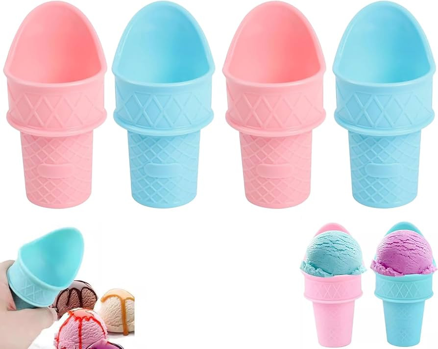 Vanleonet 4Pcs Ice Cream Cone Holder, 2024 New Plastic Ice Cream Snow Cone Rack, Kiddie Cones Ice... | Amazon (US)