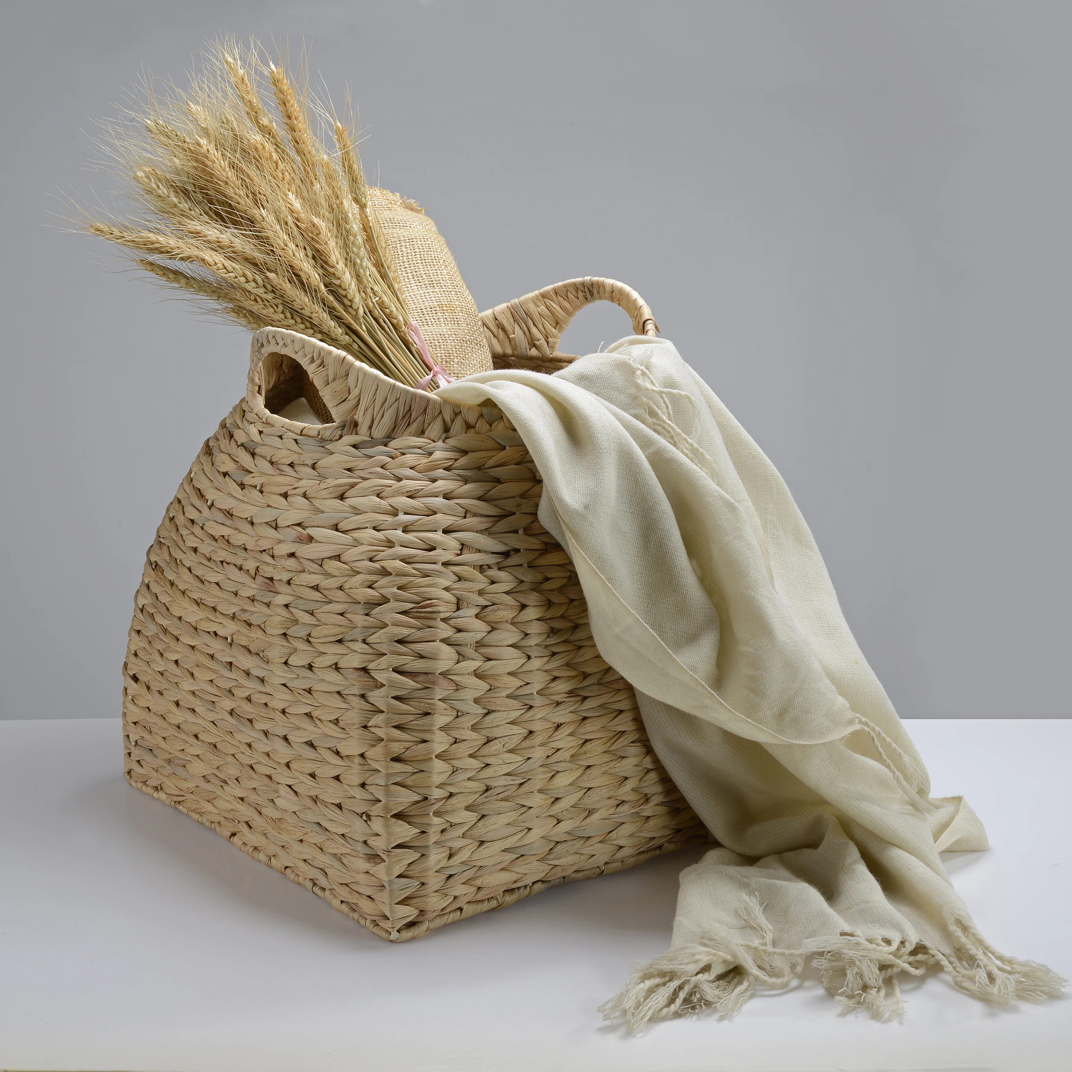 Handwoven Corn Leaf Basket with Built-in Handles, Natural Storage Solution | Wayfair North America