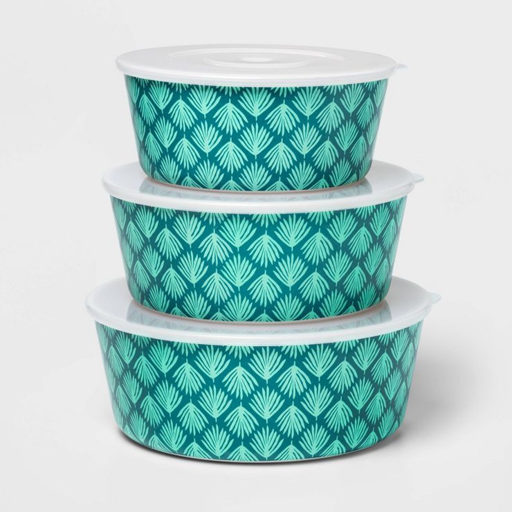 3pc Bamboo and Melamine Palm Leaf Food Storage Container Set - Sun Squad™ | Target