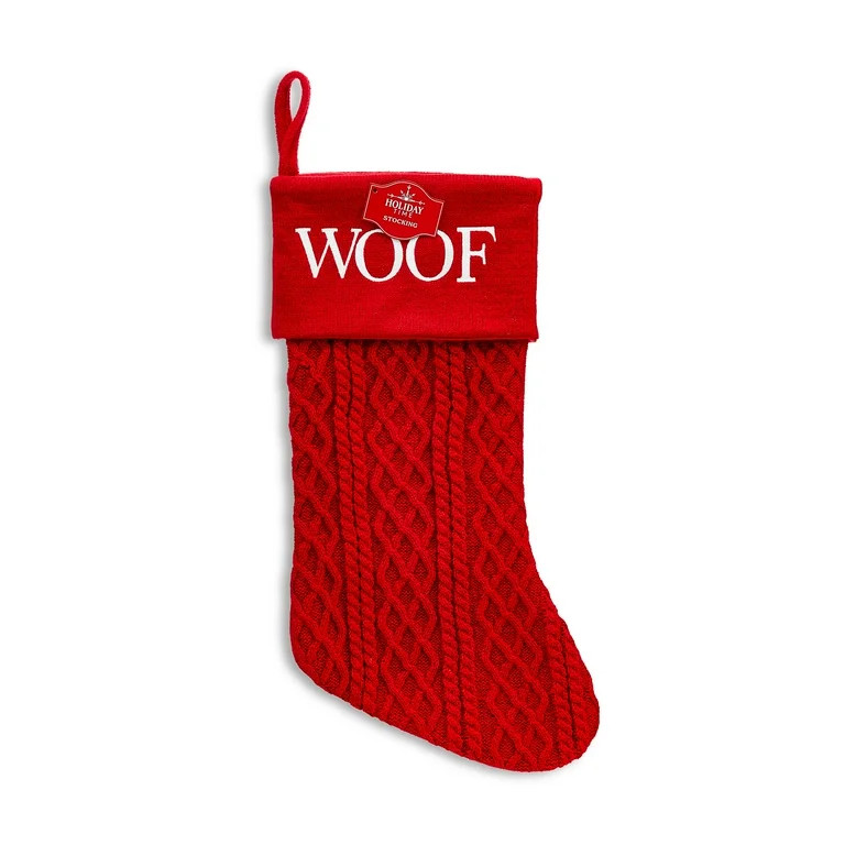 Red Knit Woof Christmas Stocking, 20", by Holiday Time - Walmart.com | Walmart (US)