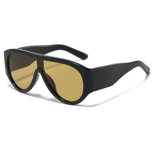 Long Keeper Oversized Pilot Sunglasses for Women Men Retro 70s Large Square Sunglasses Vintage Flat Top Chunky Sun Glasses UV400 Protection (Black Brown) | Amazon (UK)