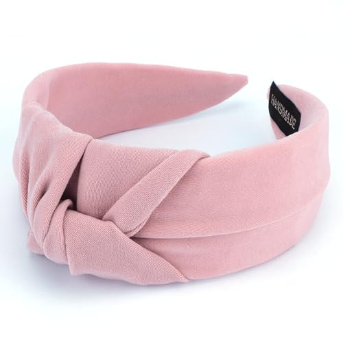 TOBATOBA Pink Headband Knotted Headband for Women, Light Pink Headband for Women Girls, Top Knot Headband Wide Headbands Non Slip Fashion Hair Accessories for Women | Amazon (US)