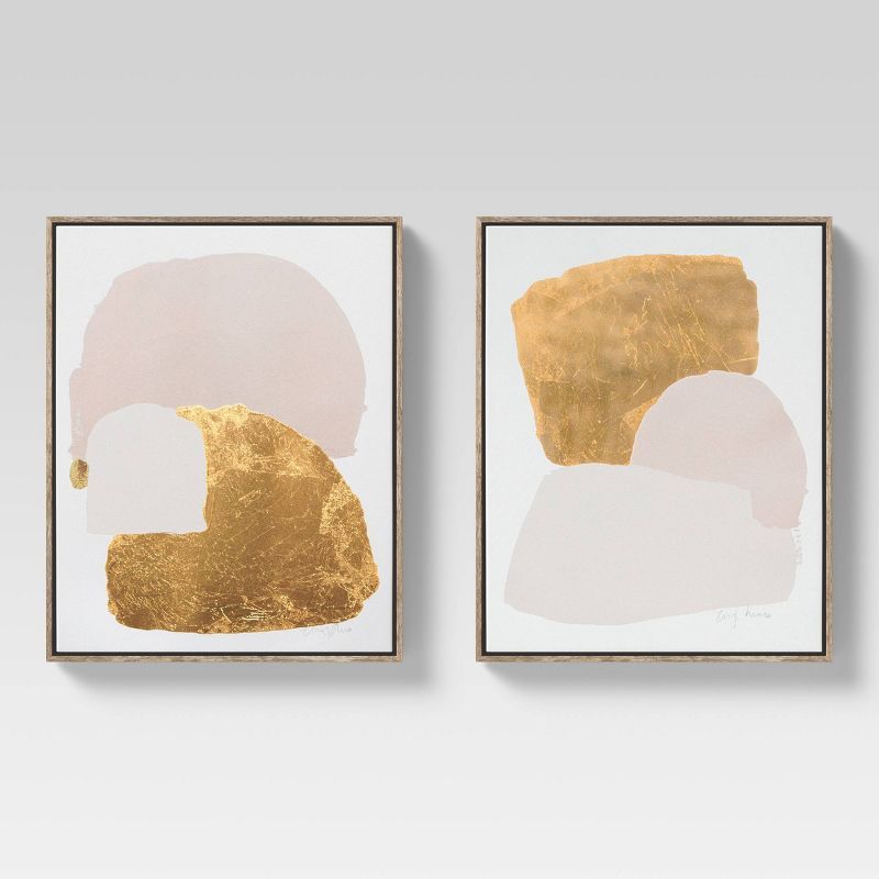 (Set of 2) 16&#34; x 20&#34; Framed Canvases Pink/Gold - Threshold&#8482; | Target