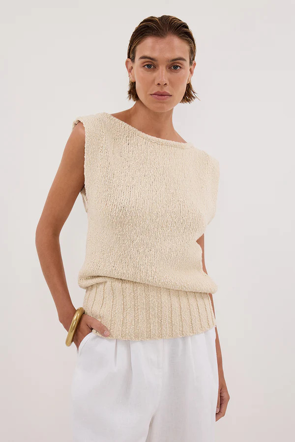 SUE CLAY SLEEVELESS KNIT TOP | DISSH