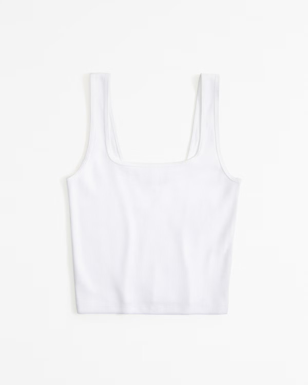 Cropped Squareneck Rib Tank | Abercrombie & Fitch (US)