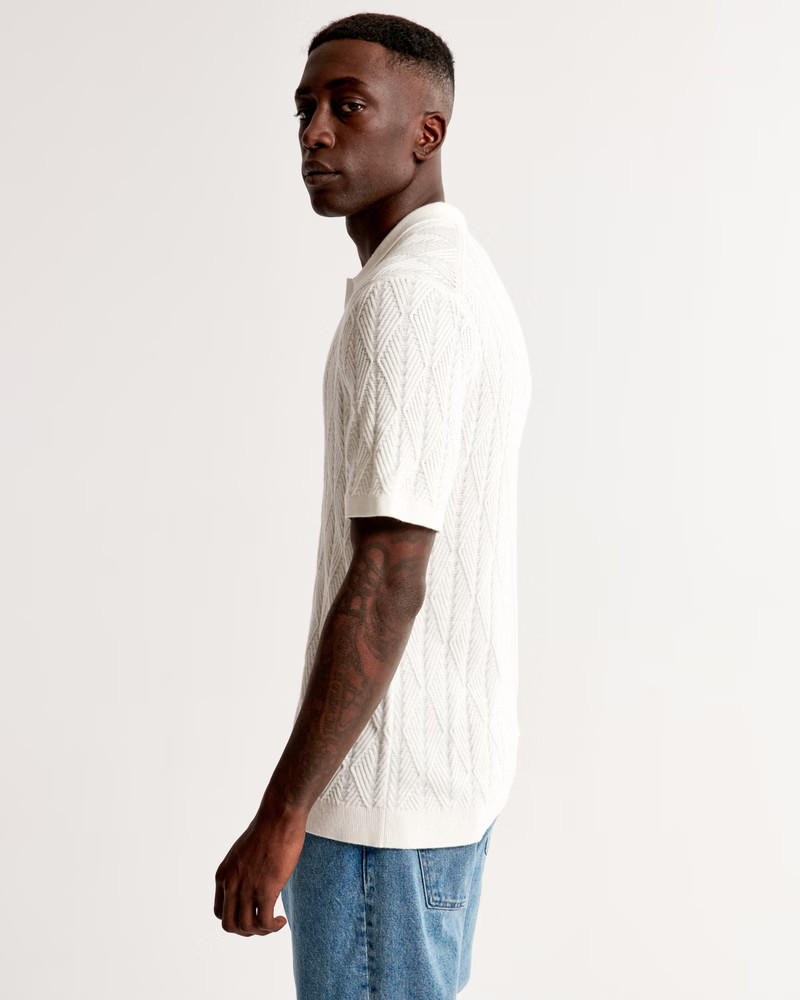 Stitched Johnny Collar Sweater Polo | Abercrombie & Fitch (US)