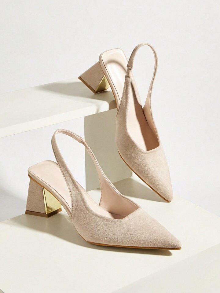 Elegant And Stylish Apricot Pointed Toe High Heels With Rhinestone Bow Detail And Ankle Straps, S... | SHEIN