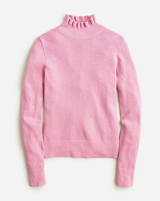 Metallic merino wool ruffleneck sweater | J. Crew US