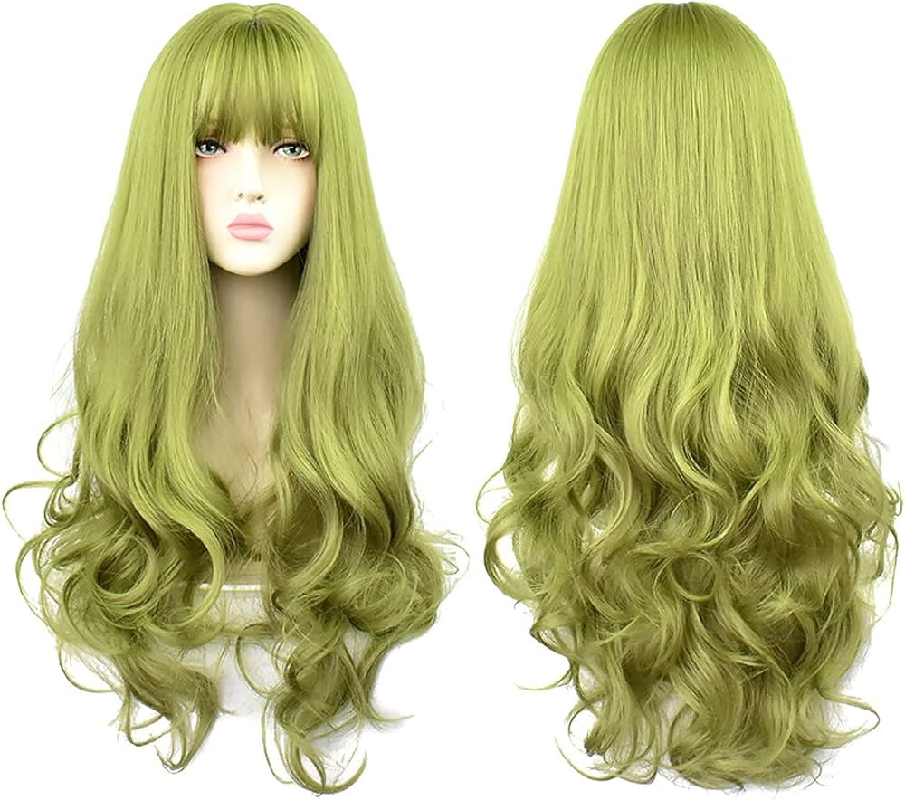 Green Wig for Women Long Green Wig Curly Wavy Hair Wigs for Daily Harajuku Lolita Green Cosplay W... | Amazon (US)