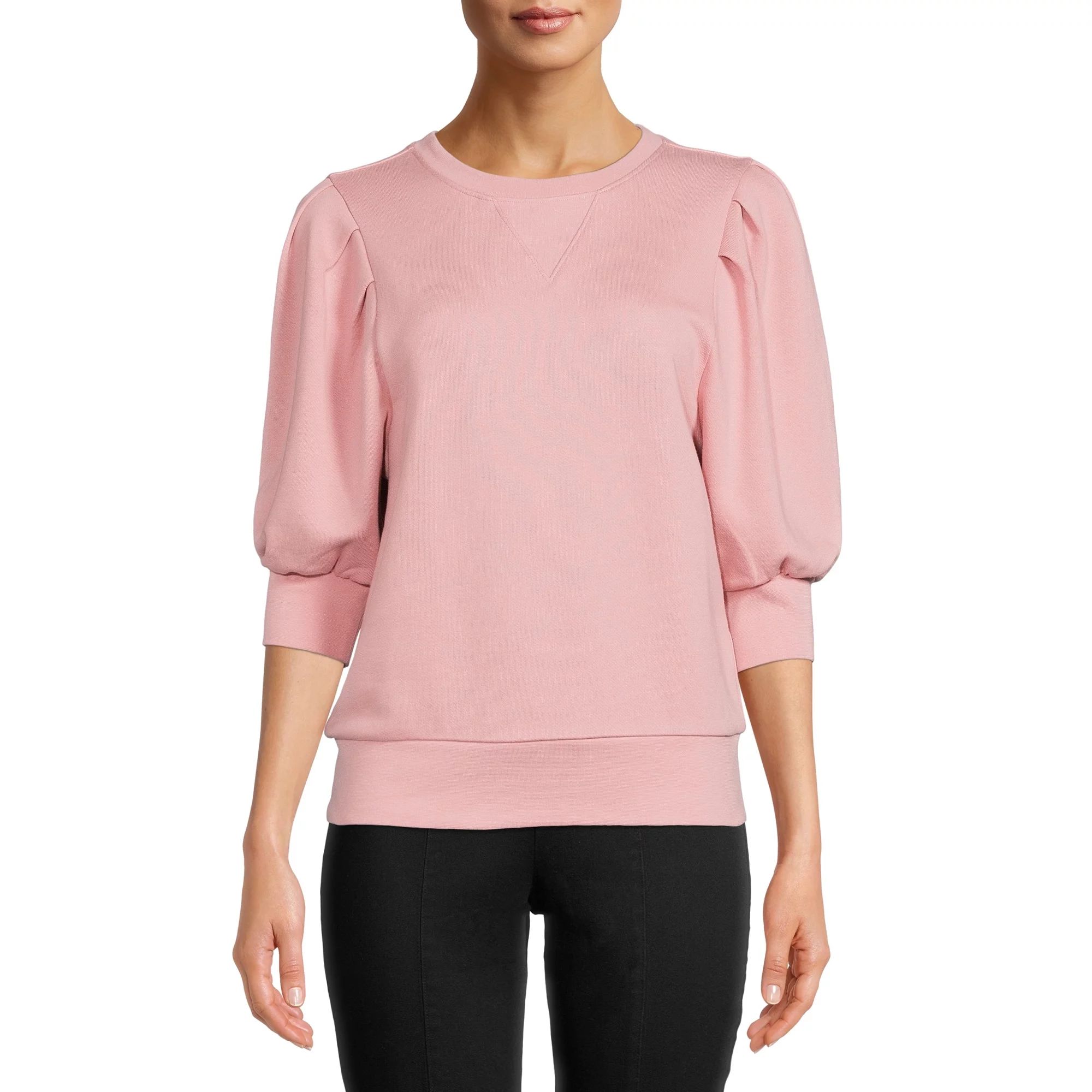 Time and Tru Women's Puff Sleeve Sweatshirt | Walmart (US)