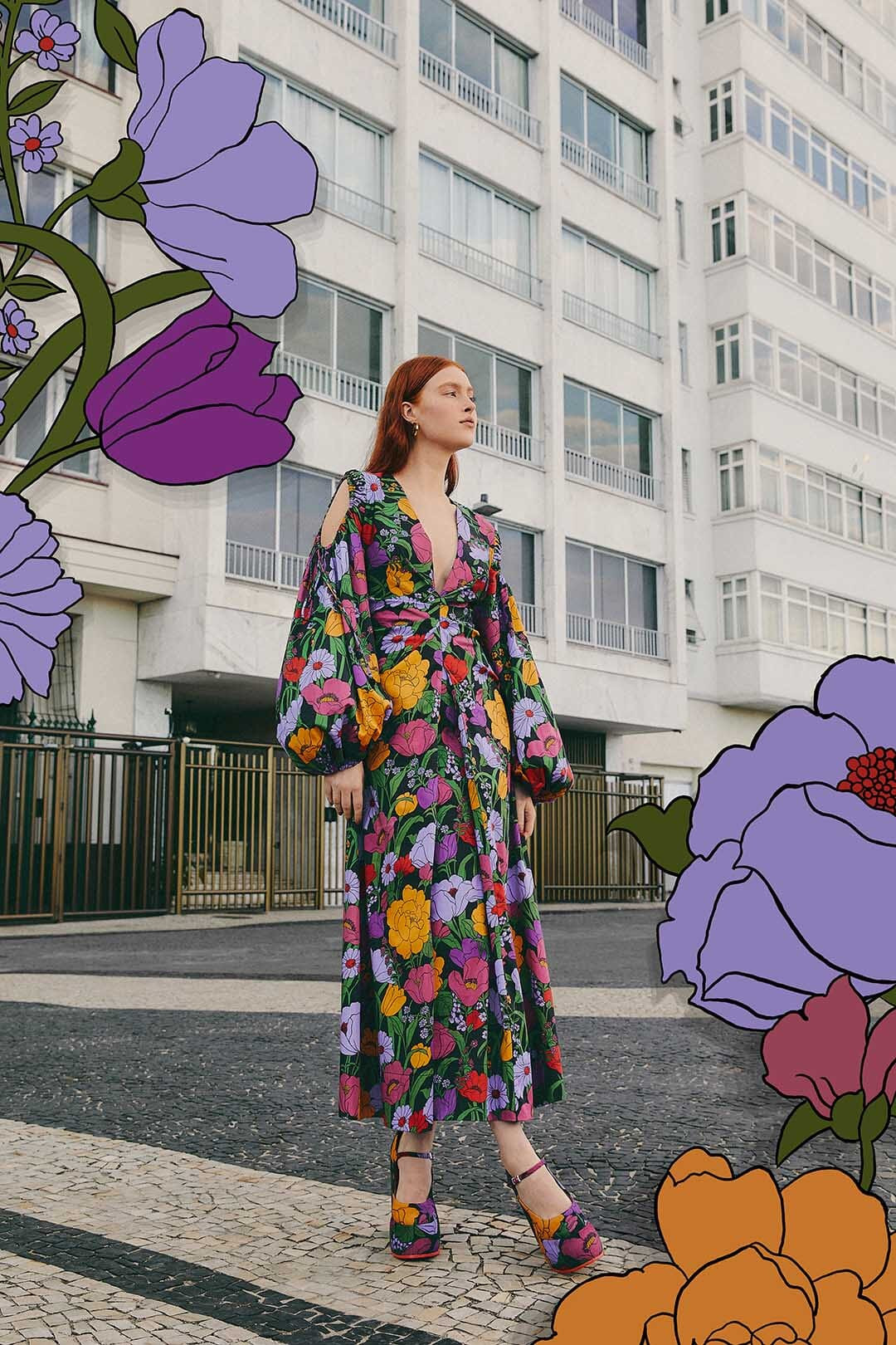 Black Bucolic Garden Cut Out Maxi Dress | FarmRio (US)