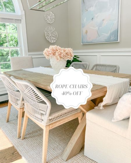 My gray rope dining chairs are 40% off during this weekend's Memorial Day sale - the lowest price I've seen on them! They come in a set of two and are super comfortable due to the arched back and high-quality cushion!
- 
coastal decor, amazon florals, cherry blossom stems, white cherry blossoms, pink cherry blossoms, spring flowers, dining room table decor, dining room decor, coastal decor, beach house decor, beach decor, beach style, coastal home, coastal home decor, coastal decorating, coastal interiors, coastal house decor, beach style, large white vases, linen table runner, neutral table runner, dining room chairs, rope chairs, gray dining room chairs, coastal dining chairs, dining room table, pottery barn dining table, natural wood table, dining room rug, neutral rug, coastal rugs, jute jug, wool rug, pottery barn rugs, 5x8 rugs, 8x10 rugs, 9x12 rugs, wall art, coastal wall decor, abstract artwork, coastal artwork, blue artwork, blue abstract art, dining room decor, dining room pendant light, dining room lighting, Amazon cherry blossoms, Amazon flowers, Amazon faux flowers, spring flowers, home sale, dining chairs on sale

#LTKFindsUnder100 #LTKSaleAlert #LTKHome