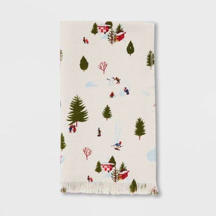 Holiday Scene Christmas Hand Towel Off White - Threshold&#8482; | Target