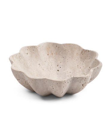 10x3 Solid Travertine Fluted Bowl | TJ Maxx